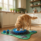 Dog foraging in ForageFun snuffle mat