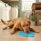 Dog licking LickEase treat mat