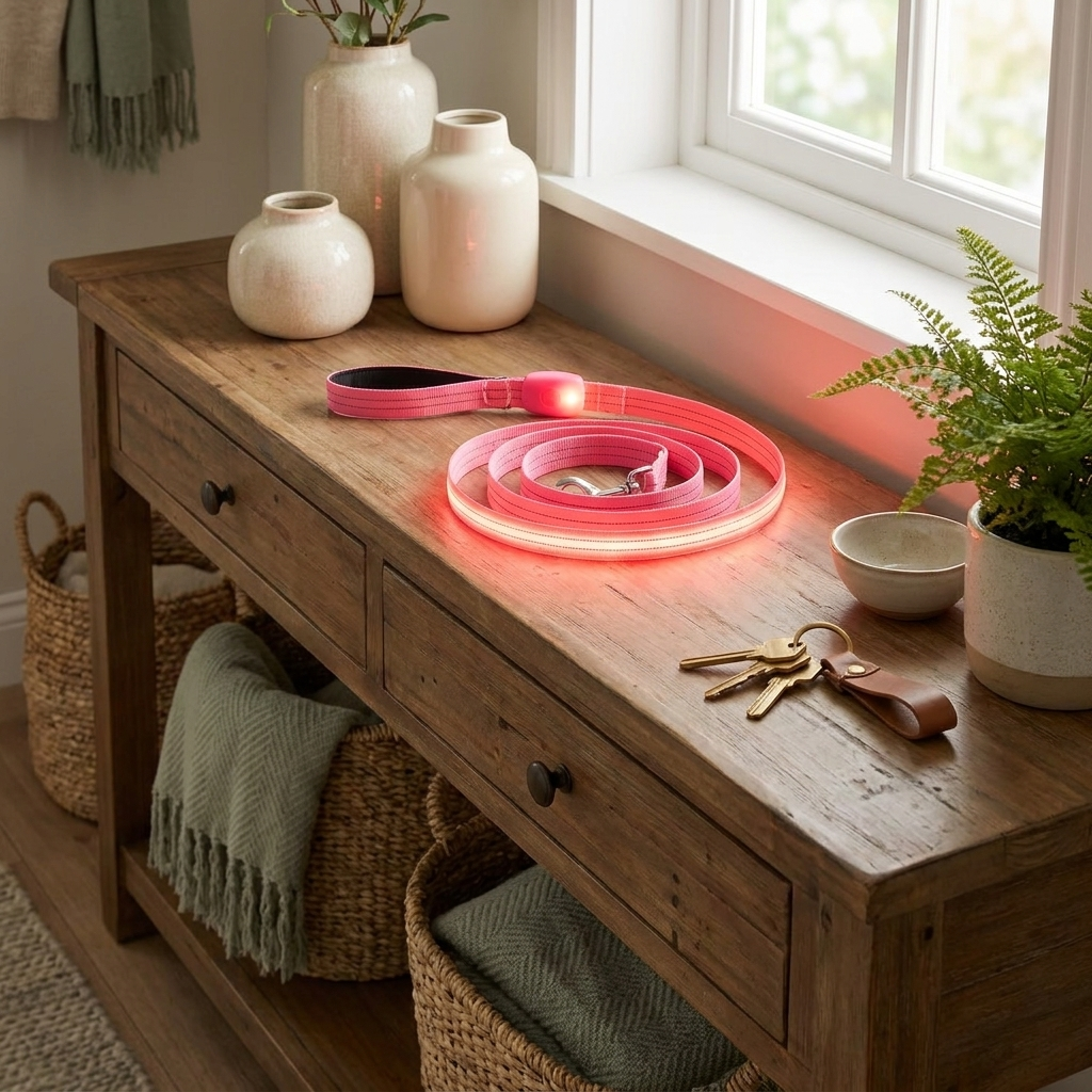 BrightTrail leash on entryway table