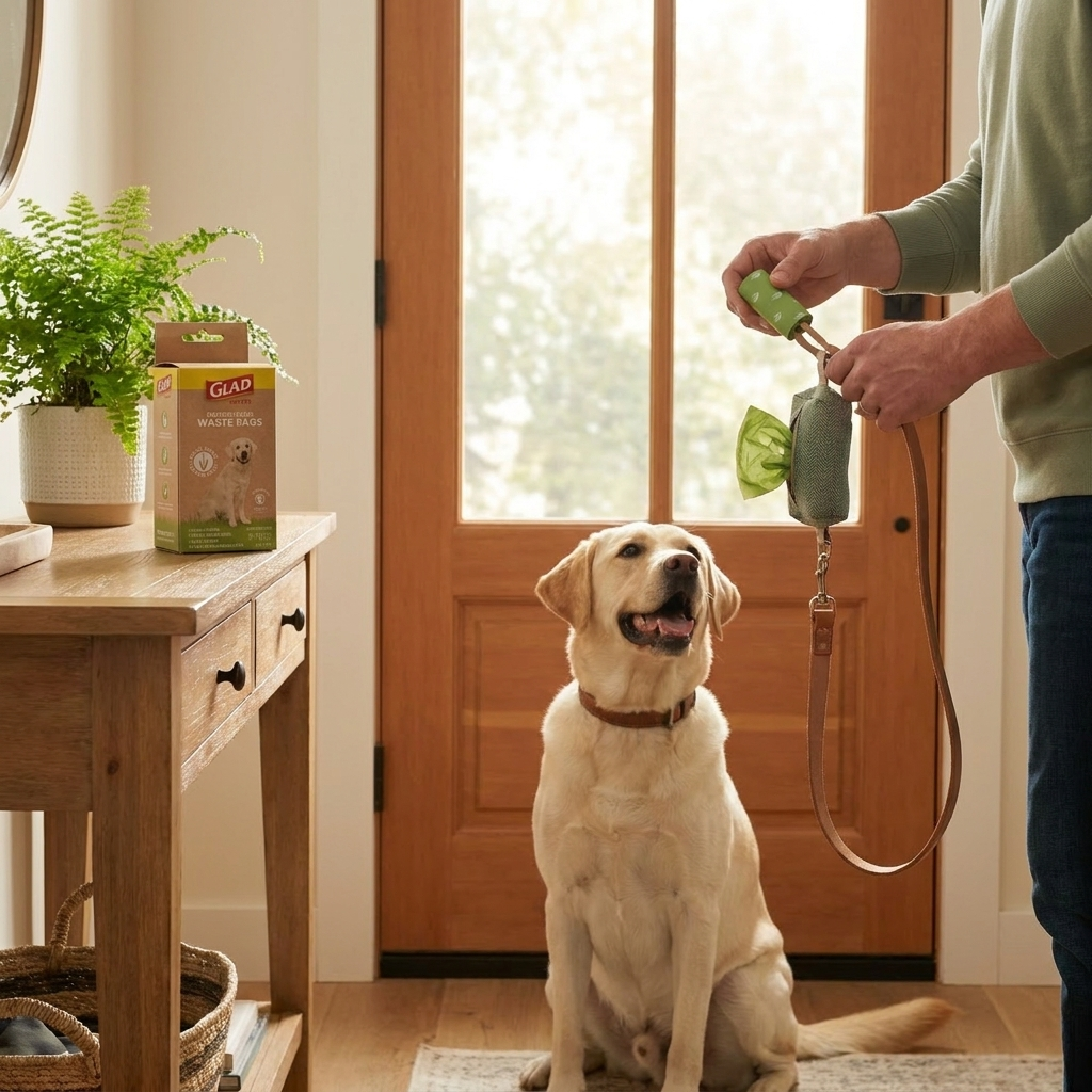 Clipping EarthWalk poop bags to a leash